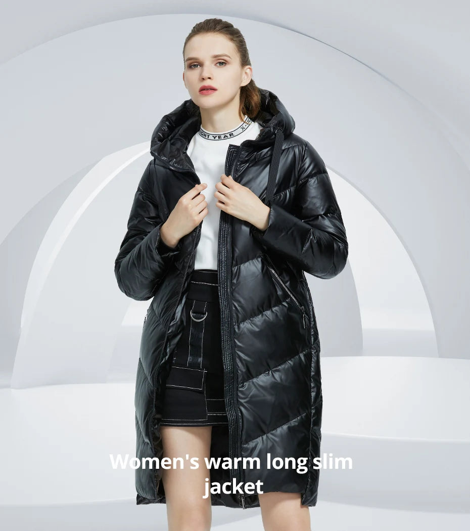 Women's Hooded Winter jacket fashion casual slim long warm cotton coat ladies parkas - The Clothing Company Sydney