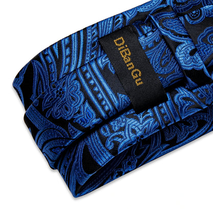 4 Piece Paisley Neck Ties 8cm Wide Silk Tie Pocket Square Cufflinks Brooch Christmas Gift Sets For Men - The Clothing Company Sydney