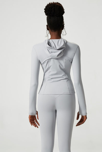 2 Piece Women's Hooded Jacket Long Sleeve With Thumb Holes Workout Yoga Shirt Outdoor Running Coat Gym Sweatshirt The Clothing Company Sydney