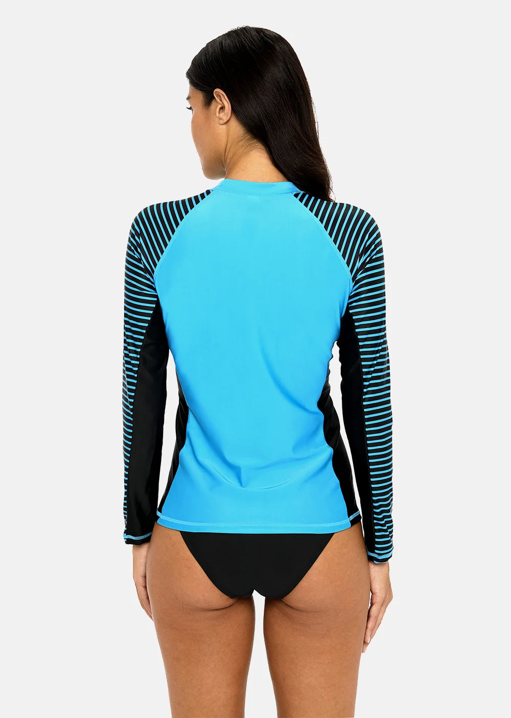 Womens Long Sleeved Rashguard Swimwear Striped Rash Guards Patchwork Surfing Swimsuits UPF50+ Top - The Clothing Company Sydney