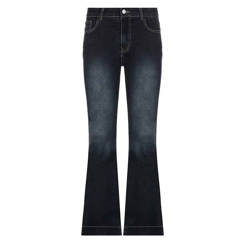 Vintage Skinny Y2K Low Waist Female Streetwear 2000s Aesthetic Chic Pants Solid Slim Flared Denim Jeans The Clothing Company Sydney