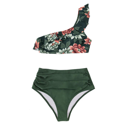 2 Piece Green Floral One Shoulder Bikini Set The Clothing Company Sydney