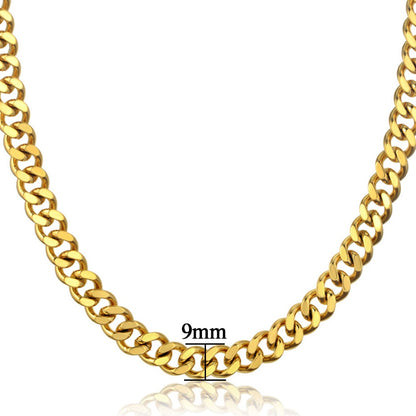 Neck Heavy Gold Chain For Men Women UnisexBig Long Necklaces Male Gold Silver Colour Hip hop Stainless Steel Cuban Chain Necklace The Clothing Company Sydney