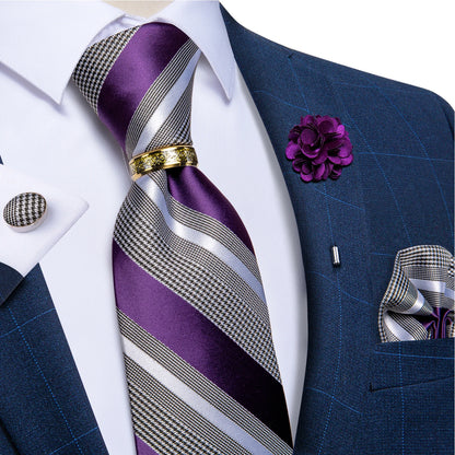 Men's Ties 8cm Wide Silk Neck Tie For Wedding Party Accessories Pocket Square Cufflinks Brooch Pin Set - The Clothing Company Sydney