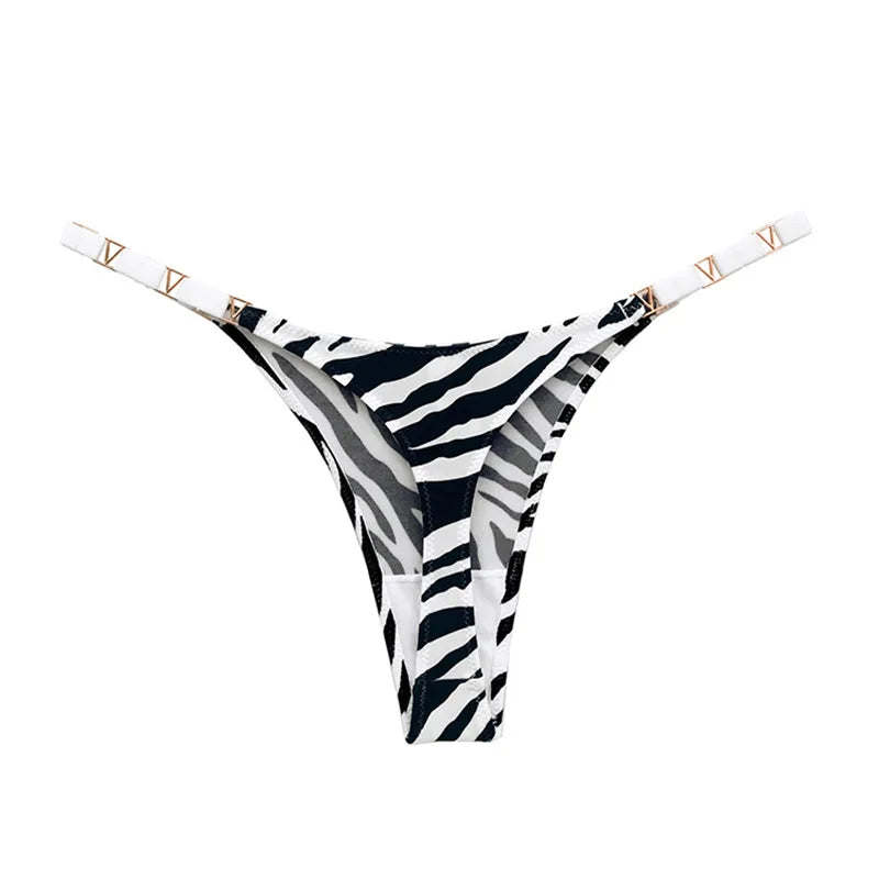 Seamless Thong Women's Underwear Briefs Panties Zebra Flower Low Rise Metal Buckle G String Bikini Undies The Clothing Company Sydney
