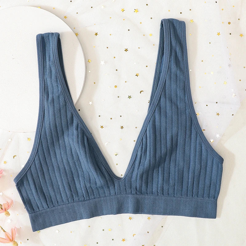 Deep V-neck Seamless Bra Push Up Bras For Women Bralette Lingerie Female Low Back Sleep Underwear Unlined Crop Top The Clothing Company Sydney