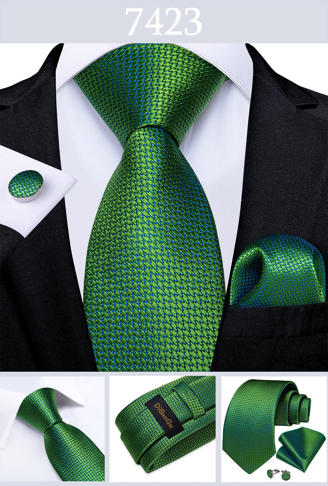 Men's Tie Teal Green Paisley Novelty Design Silk Wedding Tie for Men Handky cufflink Tie Set Party Business Fashion Set The Clothing Company Sydney