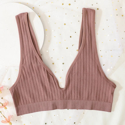 Deep V-neck Seamless Bra Push Up Bras For Women Bralette Lingerie Female Low Back Sleep Underwear Unlined Crop Top The Clothing Company Sydney