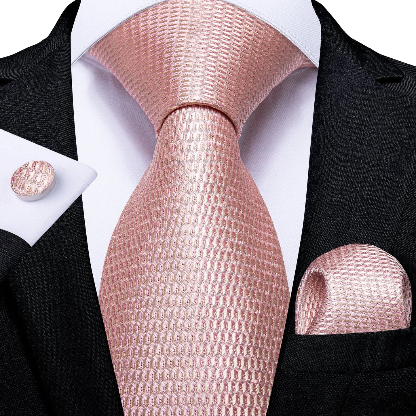 Plaid Print Men's Tie Set 8cm Width Neck Tie Handkerchief Cufflinks Business Wedding Tie Gift Set The Clothing Company Sydney