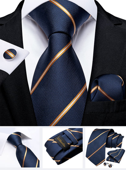 Classic Navy Blue Men's Tie Striped Paisley Floral Necktie Pocket Square Cufflinks Business Tie Set Cravat Gift For Men The Clothing Company Sydney