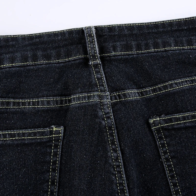 Vintage Skinny Y2K Low Waist Female Streetwear l Aesthetic Chic Pants Solid Slim Flared Denim Jeans - The Clothing Company Sydney