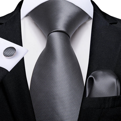 Gray Paisley Silk Tie Set – Men’s Wedding Tie, Pocket Square & Cufflinks The Clothing Company Sydney