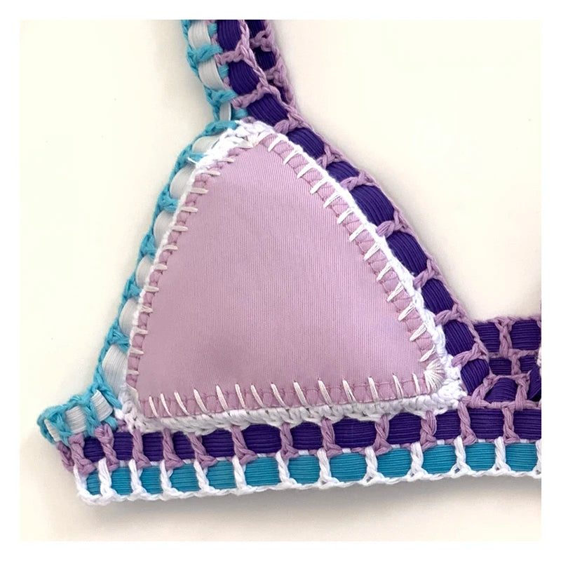 2 Piece Red Swimwear Green Bathing Suit Pink Swimsuit Handmade Navy Crochet Swimsuit Bikini Set - The Clothing Company Sydney