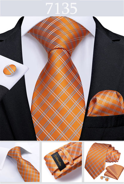 Men's Tie Luxury Yellow Blue Striped Paisley Plaid Silk Wedding Tie For Men's Designer Hanky Cufflinks Gift Tie Set The Clothing Company Sydney