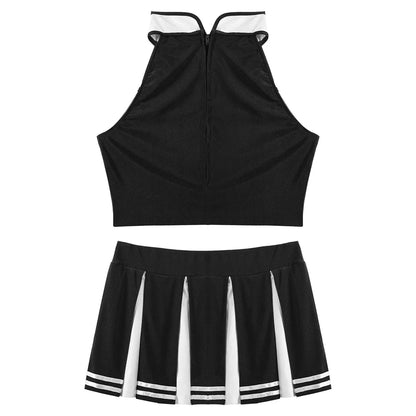 2 Piece Cheerleader Costume Women Adult Cheerleading Uniform Dancing Outfit Sleeveless Crop Top with Mini Pleated Skirt The Clothing Company Sydney