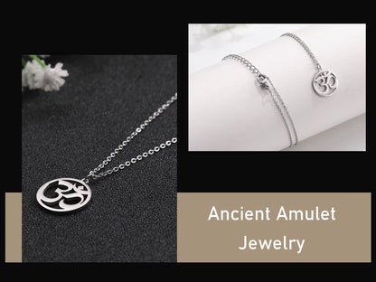 Hindu Yoga Om Aum Necklace For Men Women Amulet Stainless Steel Jewellery Shiva Accessories - The Clothing Company Sydney