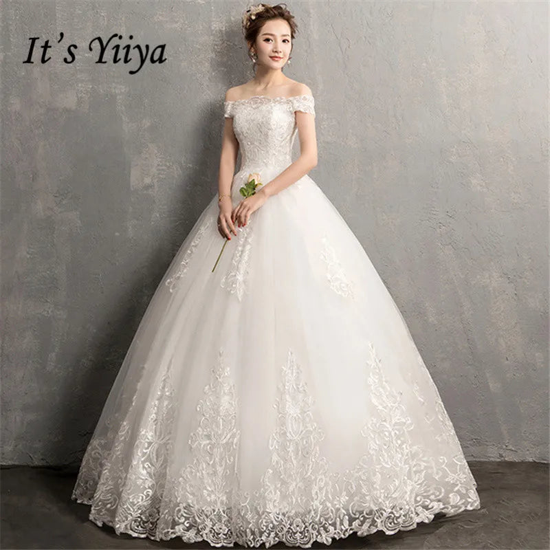 V-neck Wedding Dresses Off White Sequined Wedding Gown - The Clothing Company Sydney