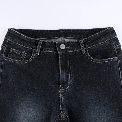 Vintage Skinny Y2K Low Waist Female Streetwear l Aesthetic Chic Pants Solid Slim Flared Denim Jeans - The Clothing Company Sydney