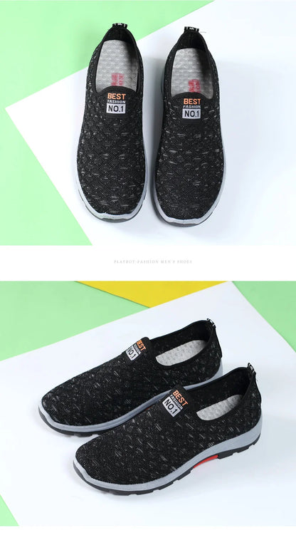 Summer Mesh Casual Shoes Breathable Slip on Mens Loafers Lightweight Sneakers Non-slip Walking Shoes The Clothing Company Sydney