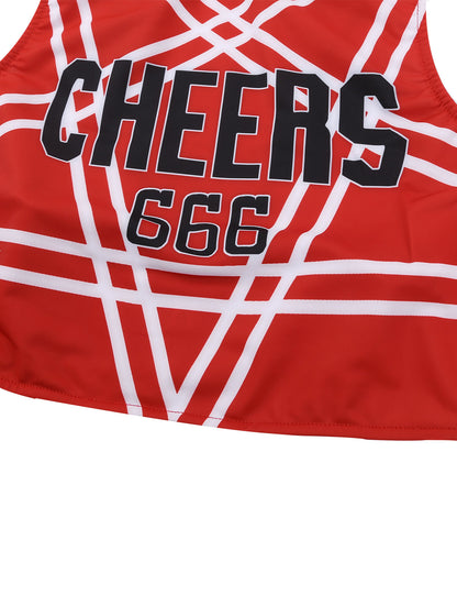 Women's Cheerleading Uniform Set Sleeveless Crop Top with Mini Pleated Skirt Cosplay Sports Stage Outfits - The Clothing Company Sydney