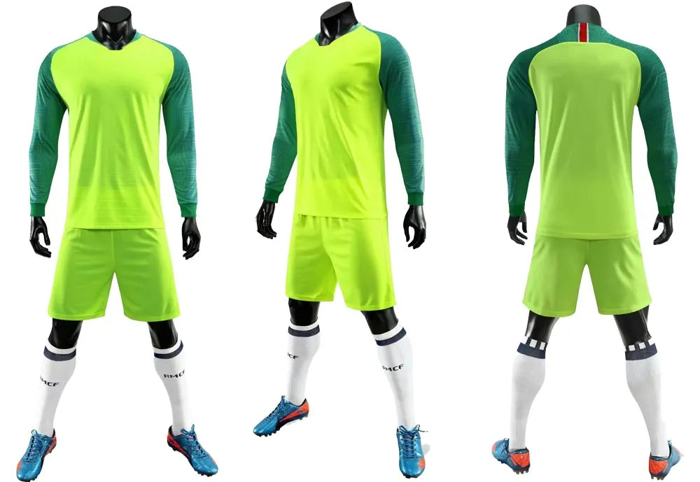 Kids Adult Goalkeeper Uniforms Suit Football Jerseys Men Boys Girls Women Long Sleeve Soccer Jerseys Set with socks+Shin guards The Clothing Company Sydney