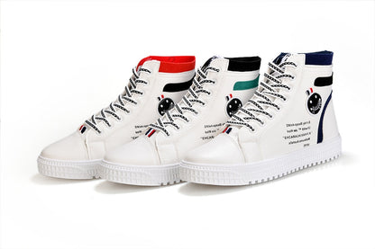 Men's White Shoes Skateboarding Shoes High Top Men High British Style Comfortable Skateboarding Sneakers The Clothing Company Sydney