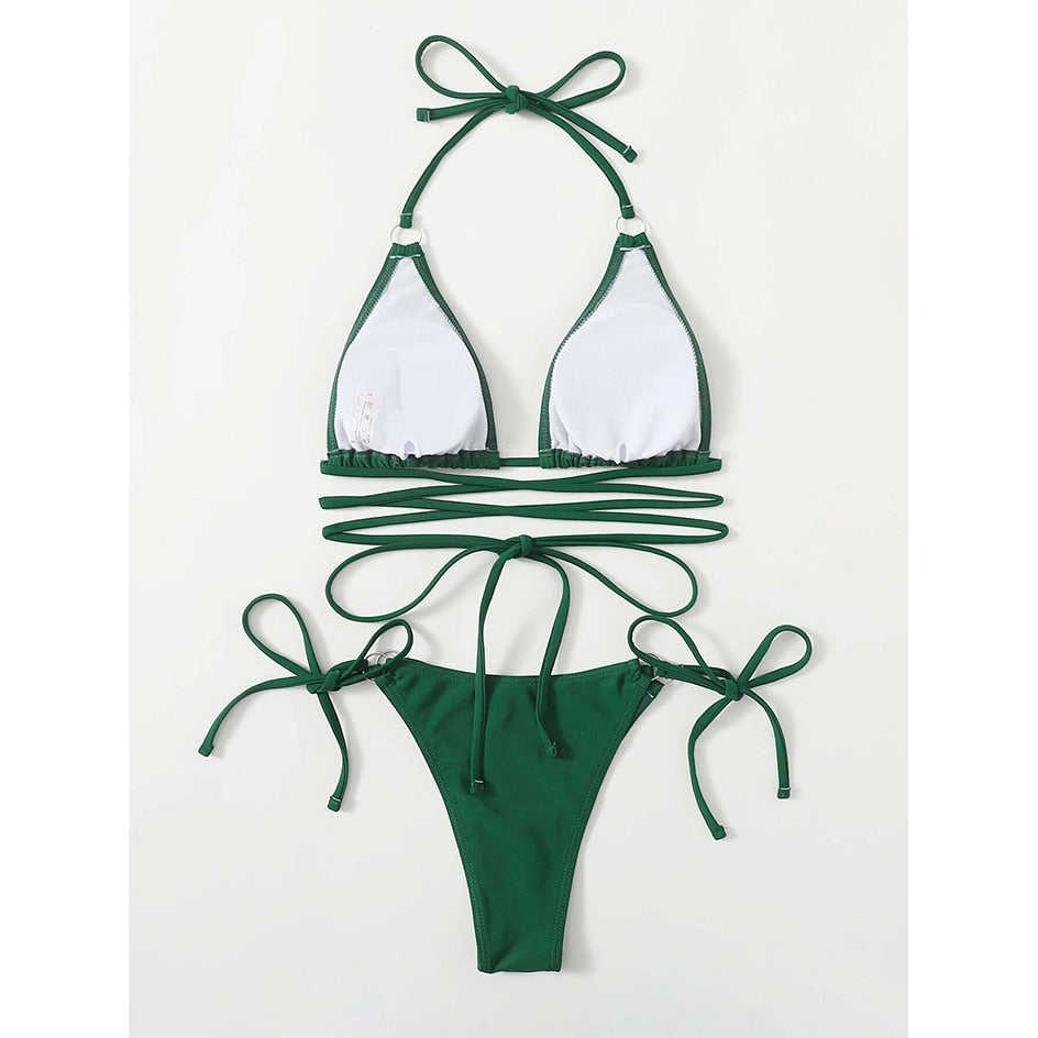 2 Piece Micro Bikini Criss Cross Swimwear Bandage Woman Swimsuit Thong Bikinis Set Women's Bathing Suit Beachwear The Clothing Company Sydney