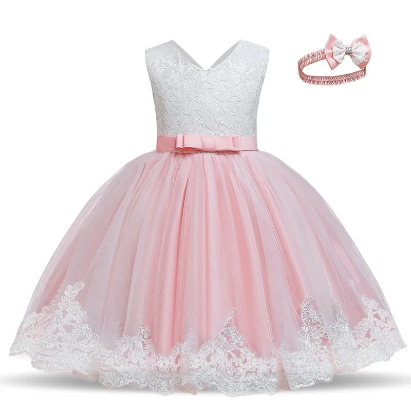 Cute Baby Girl's Tutu Dress Embroidery Lace Flower Princess Gown Birthday Party Newborn Formal Dress - The Clothing Company Sydney