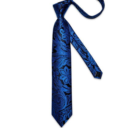 4 Piece Paisley Neck Ties 8cm Wide Silk Tie Pocket Square Cufflinks Brooch Christmas Gift Sets For Men - The Clothing Company Sydney