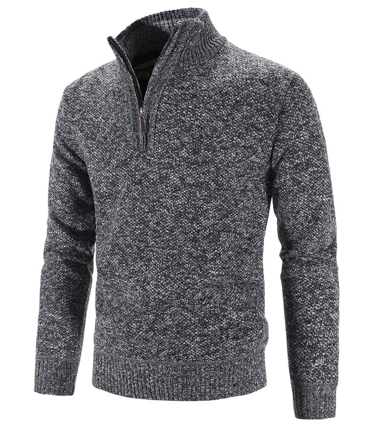 Long Sleeve Knitted Sweater Men Pullovers Solid Color Zipper Mock Neck Slim Fit Knit Pullovers Casual Sweater The Clothing Company Sydney