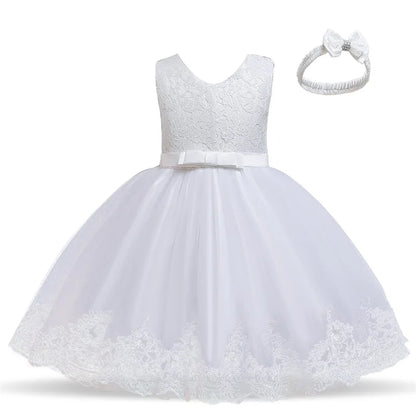 Cute Baby Girl's Tutu Dress Embroidery Lace Flower Princess Gown Birthday Party Newborn Formal Dress - The Clothing Company Sydney