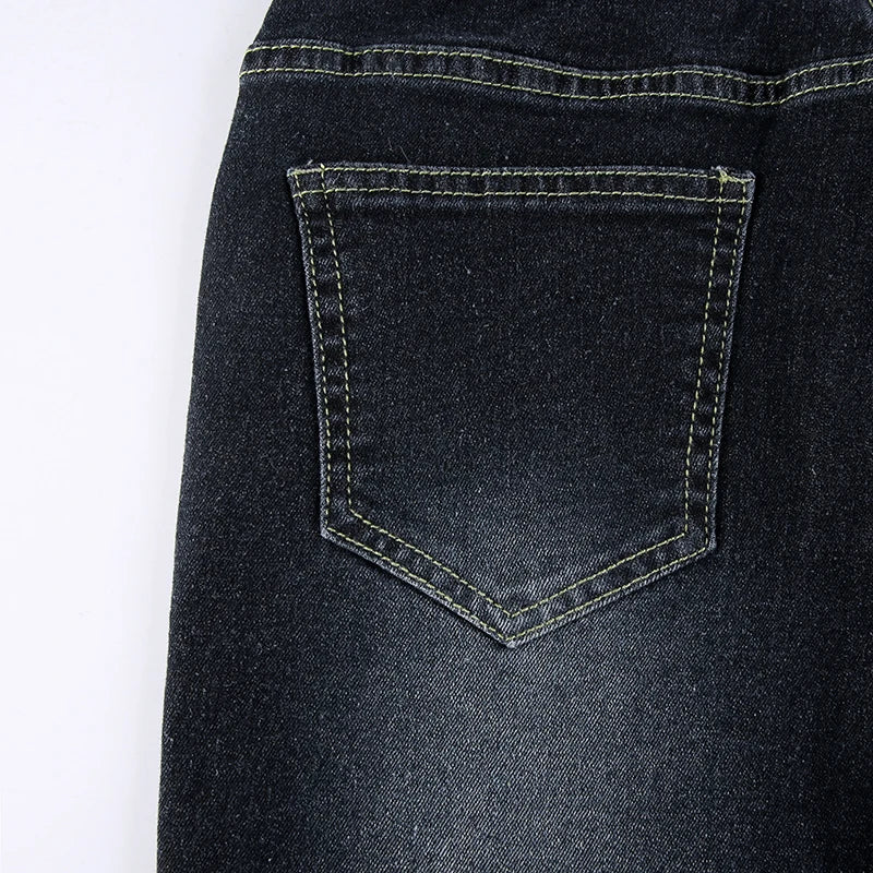 Vintage Skinny Y2K Low Waist Female Streetwear l Aesthetic Chic Pants Solid Slim Flared Denim Jeans - The Clothing Company Sydney