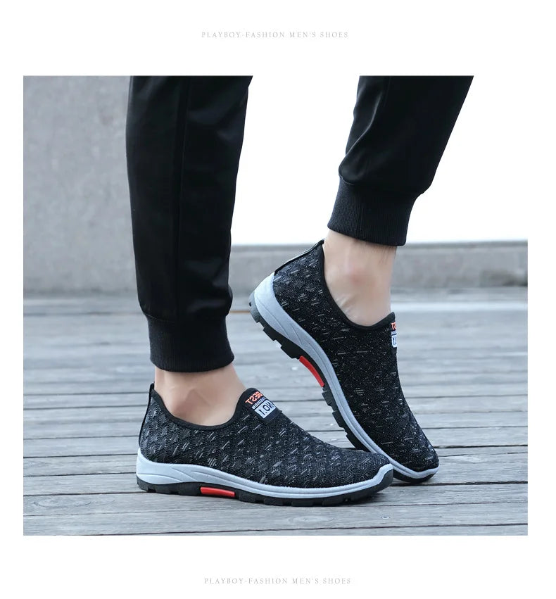 Summer Mesh Casual Shoes Breathable Slip on Mens Loafers Lightweight Sneakers Non-slip Walking Shoes The Clothing Company Sydney