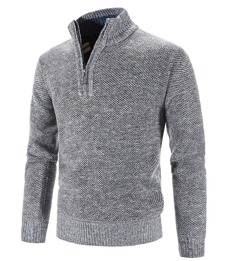 Long Sleeve Knitted Sweater Men Pullovers Solid Color Zipper Mock Neck Slim Fit Knit Pullovers Casual Sweater The Clothing Company Sydney