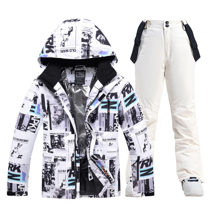 Men Women Snow Suit Wear Snowboarding Clothing Winter Warm Waterproof Outdoor Ski Set Jackets + Strap Pants - The Clothing Company Sydney