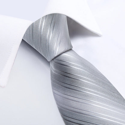 Gray Paisley Silk Tie Set – Men’s Wedding Tie, Pocket Square & Cufflinks The Clothing Company Sydney