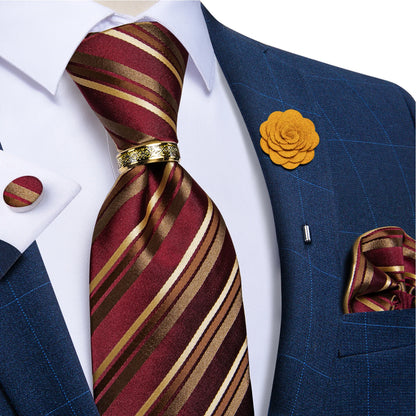 Men's Ties 8cm Wide Silk Neck Tie For Wedding Party Accessories Pocket Square Cufflinks Brooch Pin Set - The Clothing Company Sydney