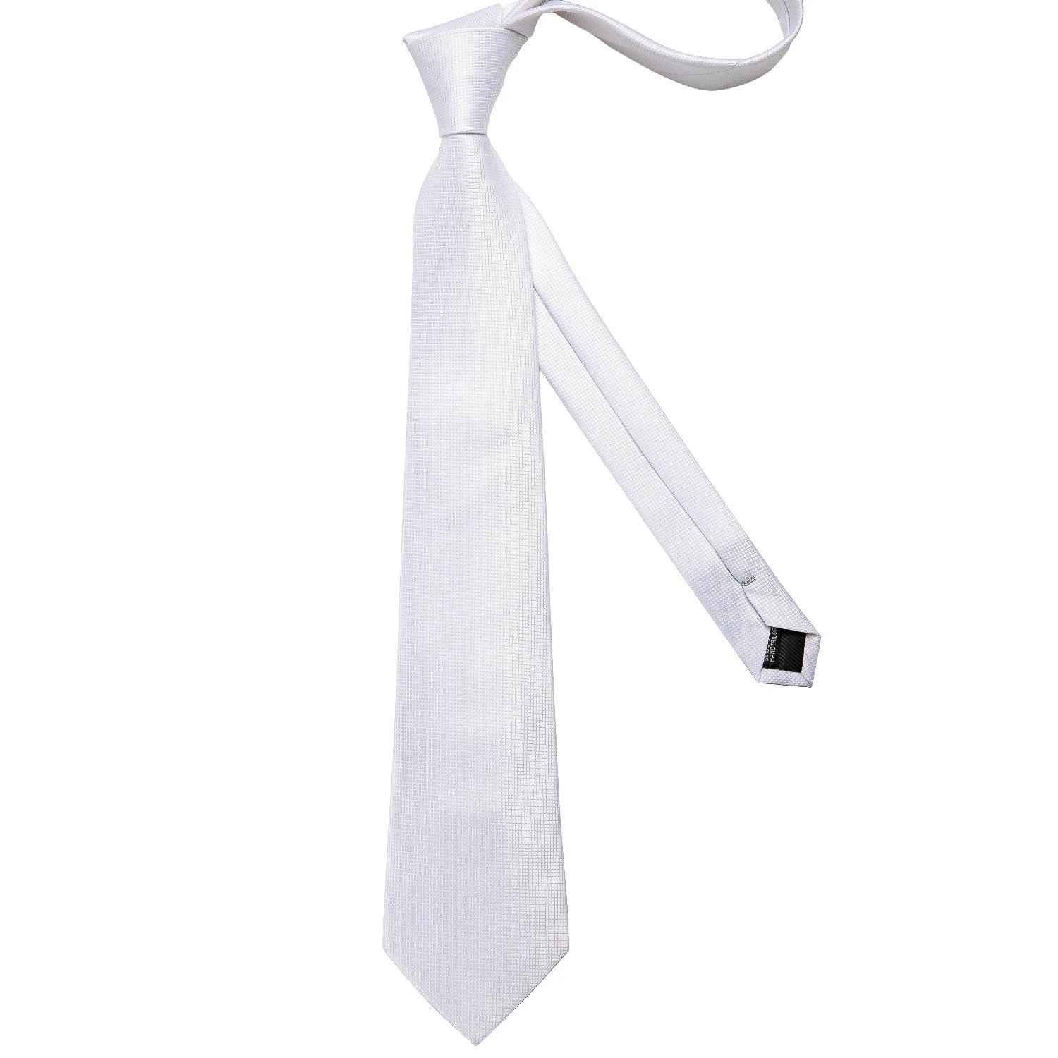 8cm Men Silk Tie White Solid Necktie Formal Wedding Party Ties Cufflinks Hanky Flower Brooch Gift Set - The Clothing Company Sydney