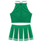 Women's Cheerleading Costume Uniform Carnival Cosplay Outfit Stand Collar Sleeveless Crop Top with Mini Pleated Skirt