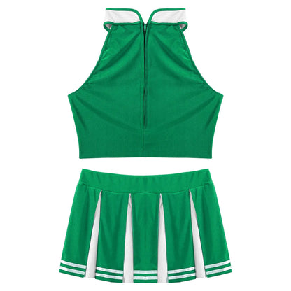 Women's Cheerleader Cosplay Costume Uniform Outfit Stand Collar Crop Top with Mini Pleated Skirts Carnival Cheerleading Suit The Clothing Company Sydney