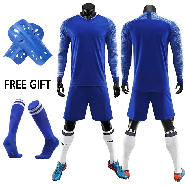 Kids Adult Goalkeeper Uniforms Suit Football Jerseys Men Boys Girls Women Long Sleeve Soccer Jerseys Set with socks+Shin guards The Clothing Company Sydney