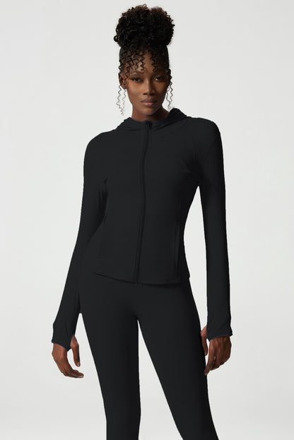 2 Piece Women's Hooded Jacket Long Sleeve With Thumb Holes Workout Yoga Shirt Outdoor Running Coat Gym Sweatshirt The Clothing Company Sydney