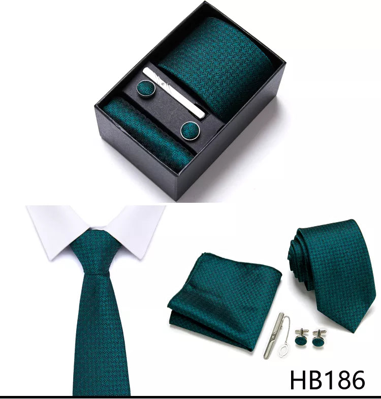 7.5 cm Business Ties Hanky Cufflink Set Tie Clips Green Necktie Corbatas For Men Wedding In Gift Box The Clothing Company Sydney