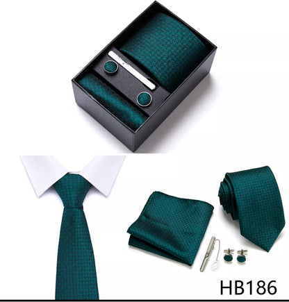 7.5 cm Business Ties Hanky Cufflink Set Tie Clips Green Necktie Corbatas For Men Wedding In Gift Box The Clothing Company Sydney