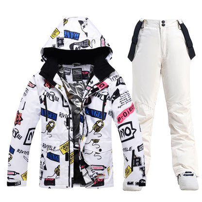 Men Women Snow Suit Wear Snowboarding Clothing Winter Warm Waterproof Outdoor Ski Set Jackets + Strap Pants - The Clothing Company Sydney