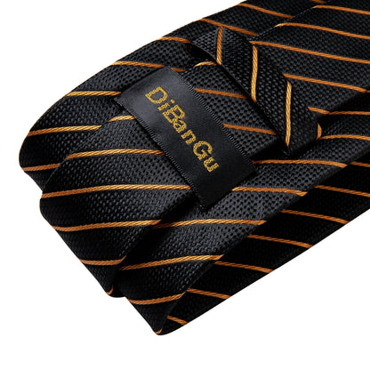 Fashion Men's Tie Luxury Gold Blue Black Striped Paisley Silk Wedding Tie For Men Designer Hanky Cufflinks Gift Tie Set - The Clothing Company Sydney