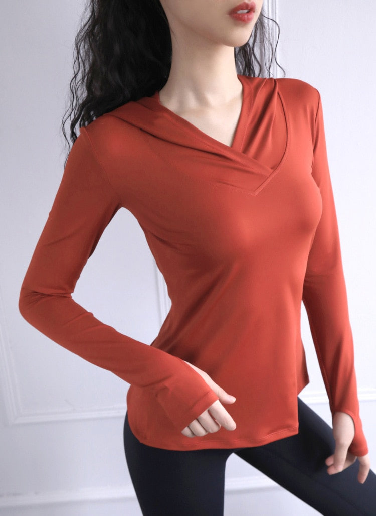 Women's Back Forked Yoga Shirt Long Sleeve Thumb Hole Running T-shirt Mesh Breathable Sports Hoodie Fitness Top Gym Workout Blouse The Clothing Company Sydney