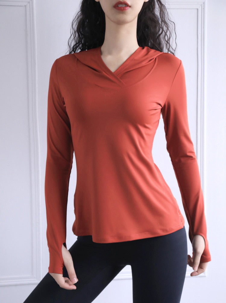 Women's Back Forked Yoga Shirt Long Sleeve Thumb Hole Running T-shirt Mesh Breathable Sports Hoodie Fitness Top Gym Workout Blouse The Clothing Company Sydney