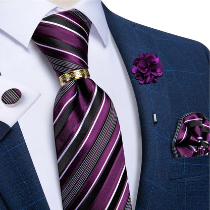 Men's Ties 8cm Wide Silk Neck Tie For Wedding Party Accessories Pocket Square Cufflinks Brooch Pin Set - The Clothing Company Sydney