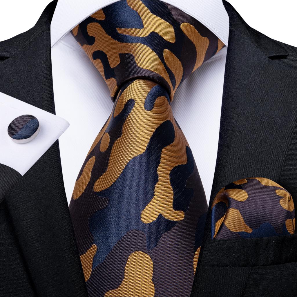 Men's Tie Luxury Yellow Blue Striped Paisley Plaid Silk Wedding Tie For Men's Designer Hanky Cufflinks Gift Tie Set The Clothing Company Sydney